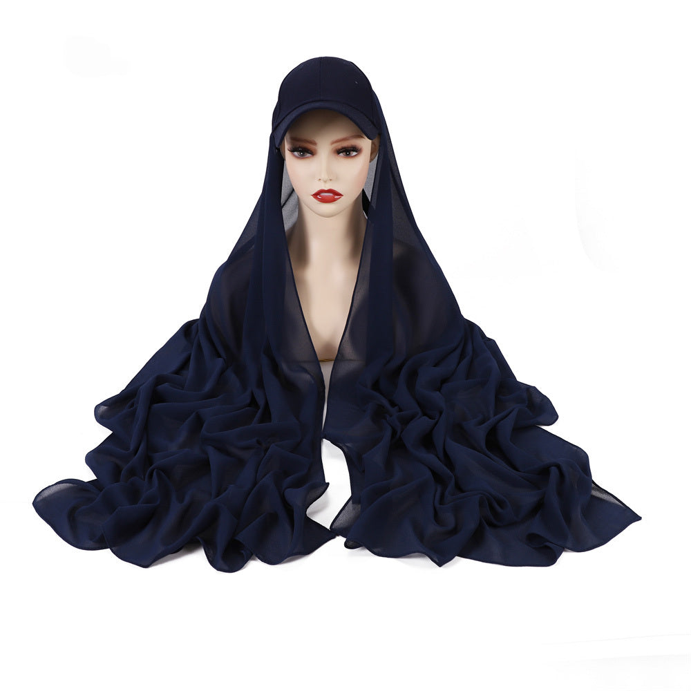 Chiffon Baseball Cap Scarf Women's Solid Accessories