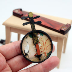 Doll House Wind Pipa Ethnic Musical Instrument Mini Furniture Model