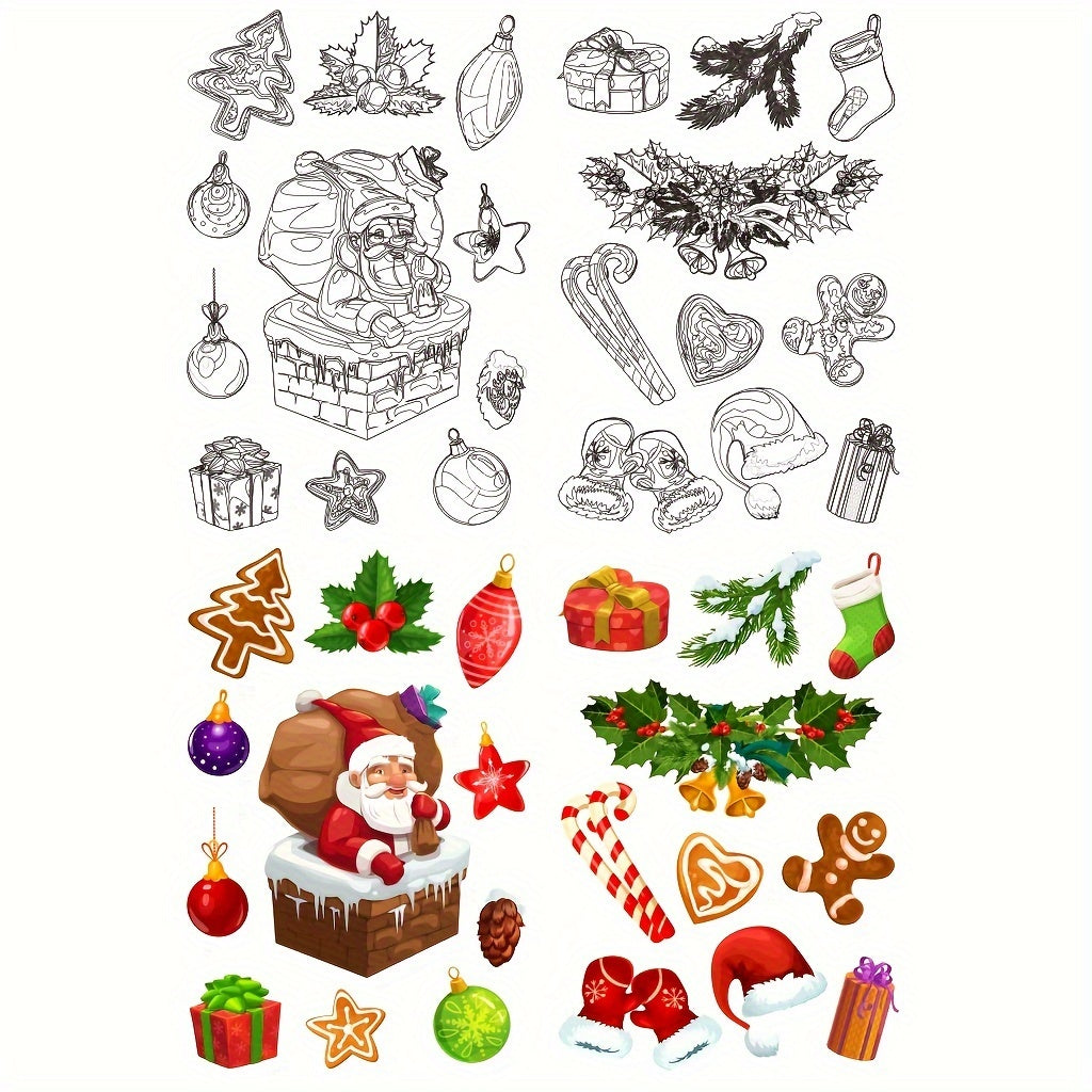 Large Santa Claus Christmas Tree Snowflake Window Decals