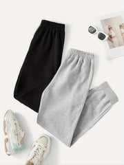 Casual Elastic Waist Jogger Pants Women's Clothing