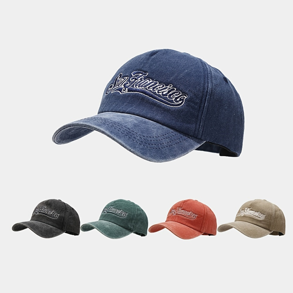 Alphabet Embroidery Washed Baseball Cap Outdoor Sunscreen Cap