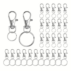 100 Metal Swivel Snap Hooks Key Chain Rings Jewelry Crafts Silver