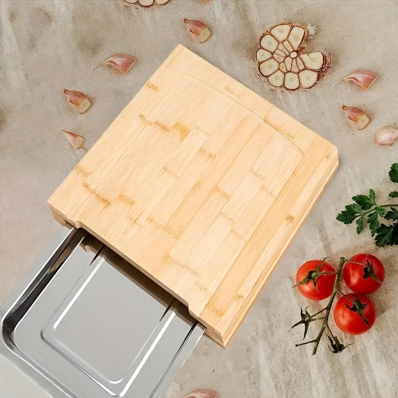 Bamboo Cutting Board With Tray Sliding Out Chopping Board Fruit Cutting Board