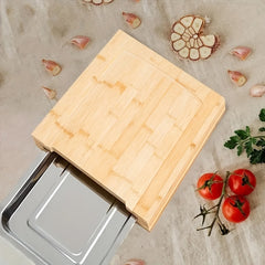 Bamboo Cutting Board With Tray Sliding Out Chopping Board Fruit Cutting Board