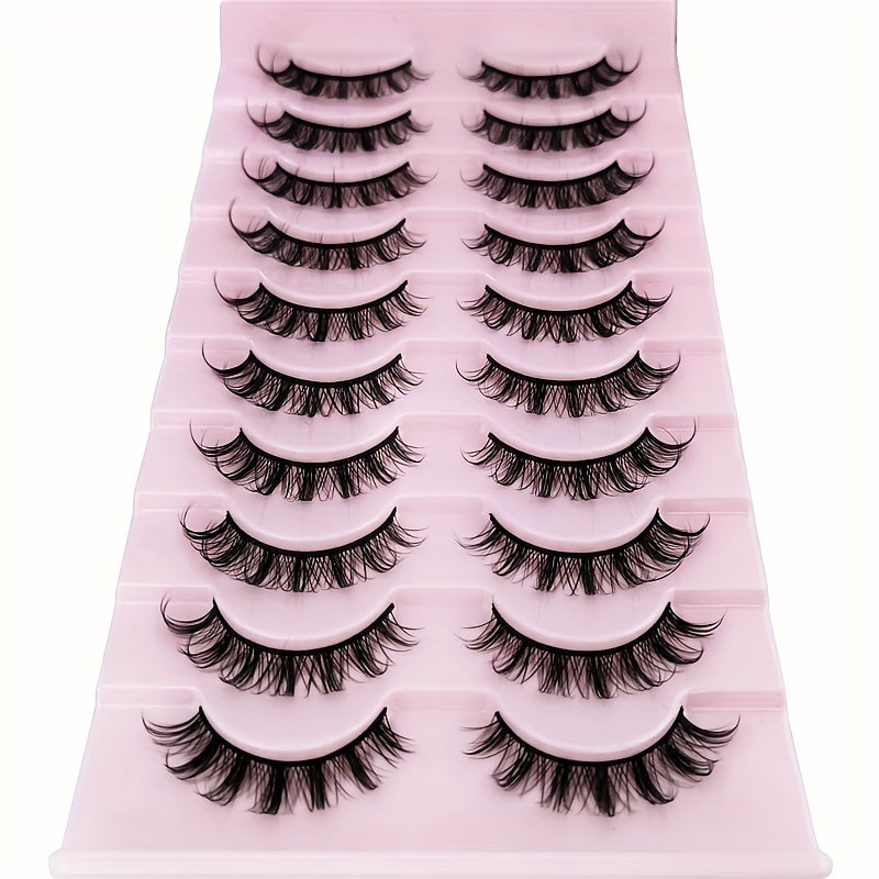 10 Pairs Cosplay False Eyelashes D Curl Natural Look Anime Makeup