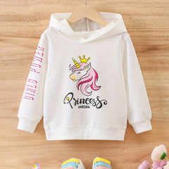 Girls' Unicorn Crown Hoodie Sweatshirt Top Long Sleeve Pullover