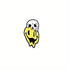 Boys Cartoon Skull Enamel Pin with Funny Smile and Angry Expression