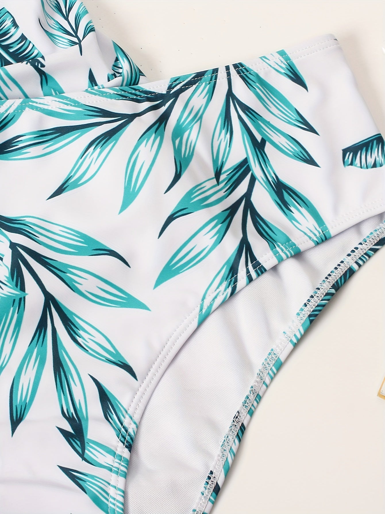 Tropical Print V Neck Tankini Set