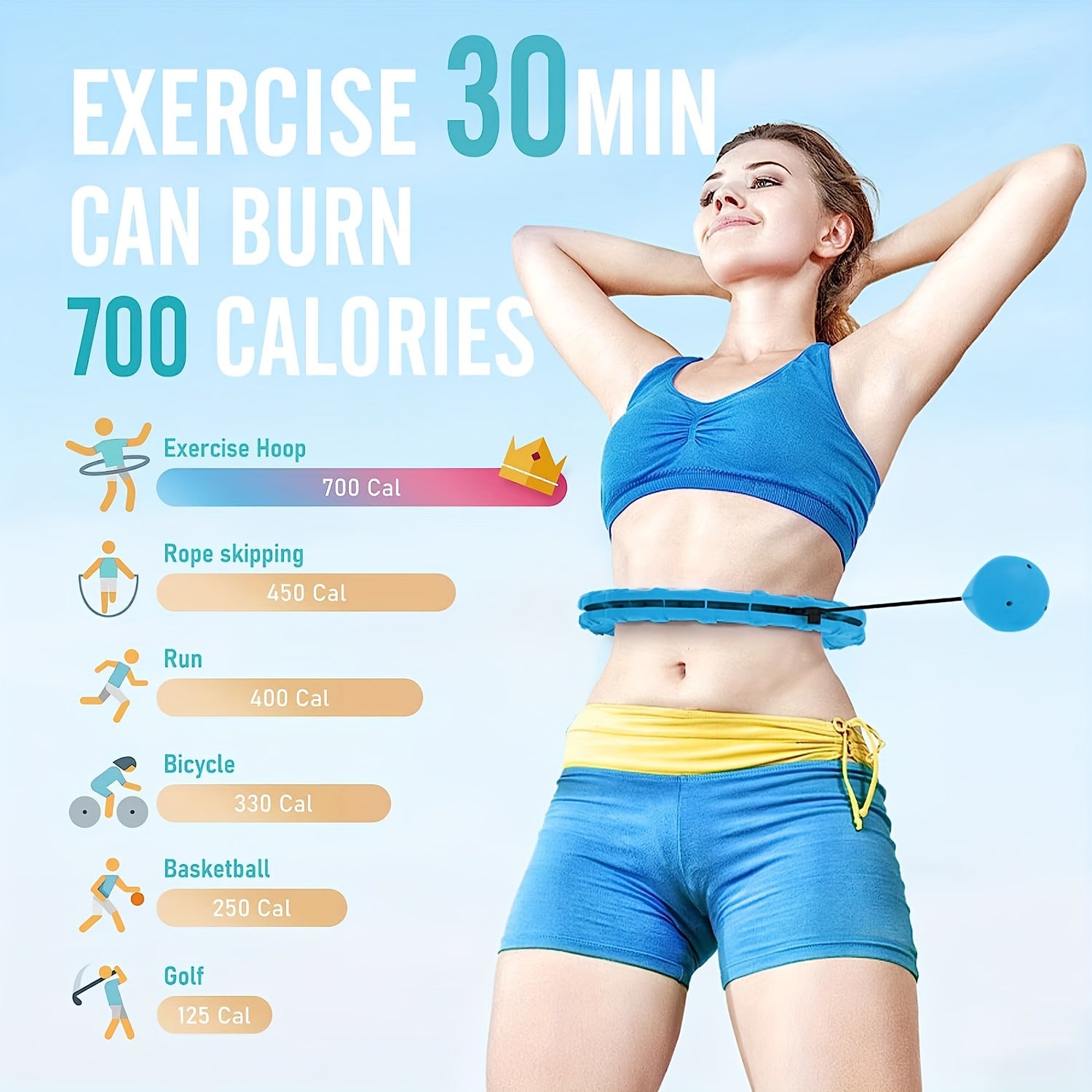 Smart Weighted Fitness Hoop 24 Knots Detachable Exercise Ring for Weight Loss