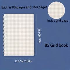 1pc Spiral Grid Notebook Paper for Office School Home