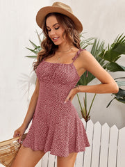 Floral Polka Dot Print Jumpsuit Sleeveless Romper Suit