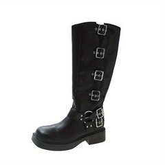 Women's Retro Knee High Boots Chunky Knight Boots
