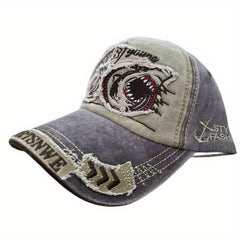 Shark 3D Embroidery Baseball Cap Distressed Patch Dad Hats