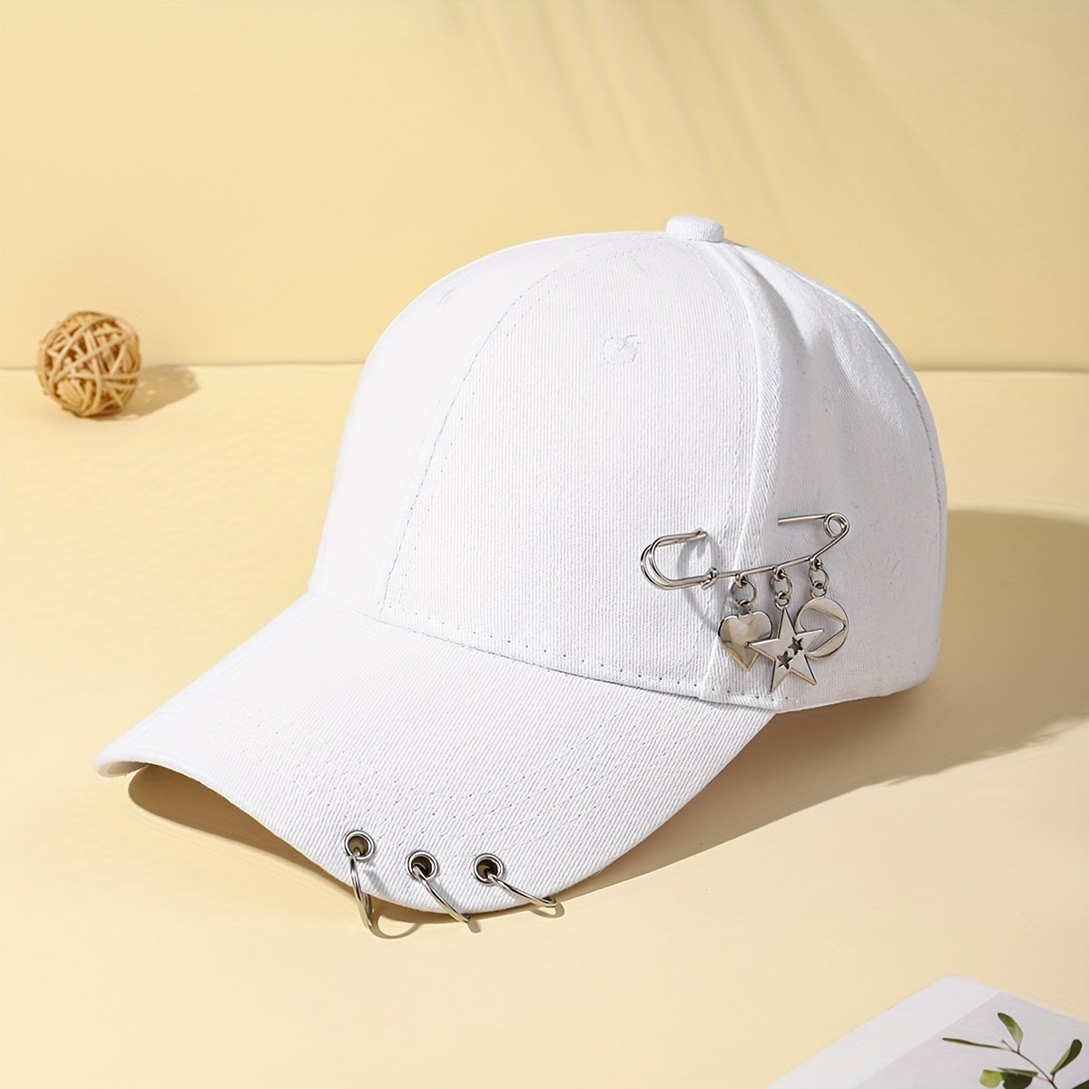 Kpop Ring Decor Baseball Cap Solid Dad Hats Hip hop Unisex Adjustable