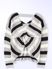 Striped Sweater Women's Long Sleeve Casual Boat Neck Sweater
