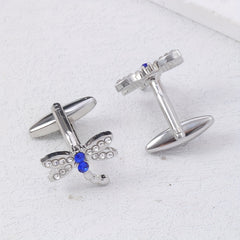 Crystal Micro inlaid Dragonfly Cufflinks & Sleeve Studs Set
