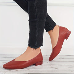 Women's Pointed Toe Ballet Flats Slip On PU Leather Shoes