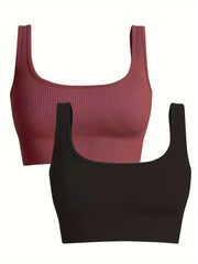 2 Pack Plus Size Sports Bra Set Seamless High Elastic Yoga Bra With Pads