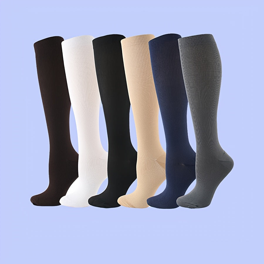 3 Pairs Knee High Compression Socks for Men and Women - Athletic Foot Support