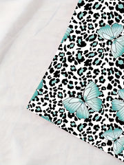 Butterfly Print Halter Top Sexy Backless Leopard Top