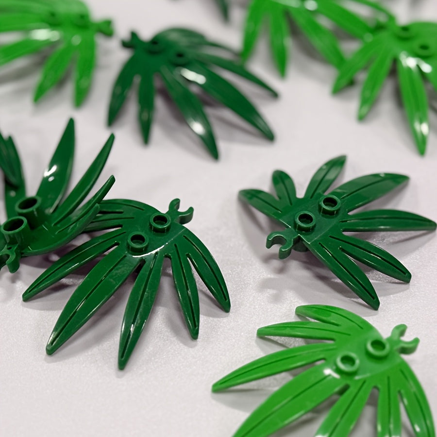 5pcs Palm Leaf Set Forest Beach Scene MOC Small Particle Building Blocks