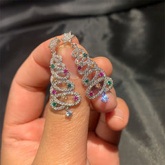 Holiday Style Zircon Snow & Christmas Tree Earrings