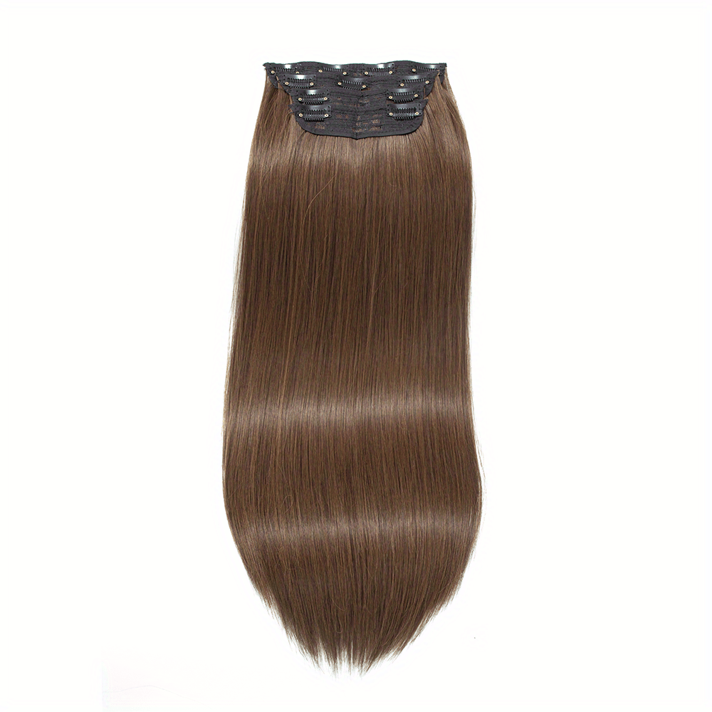 Long Straight Clip In Hair Extensions Synthetic Hair Pieces Natural Look