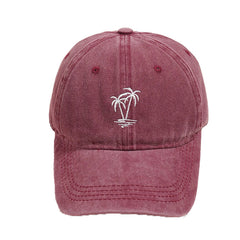 Men's Coconut Tree Embroidery Washed Casual Sun Hat Baseball Cap