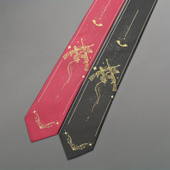 2400 Needles Knitted Jacquard Bat Hand tied Tie Golden Silk Thread Necktie