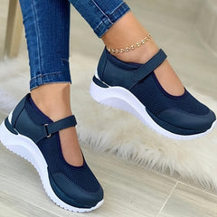 Women's Wedge Mesh Casual Shoes Solid Hook And Loop Shoes