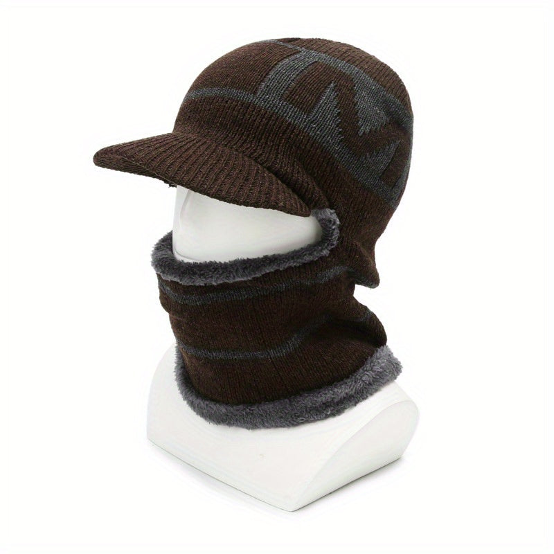 Winter Balaclava Hat with Brim Neck and Ear Protection for Boys