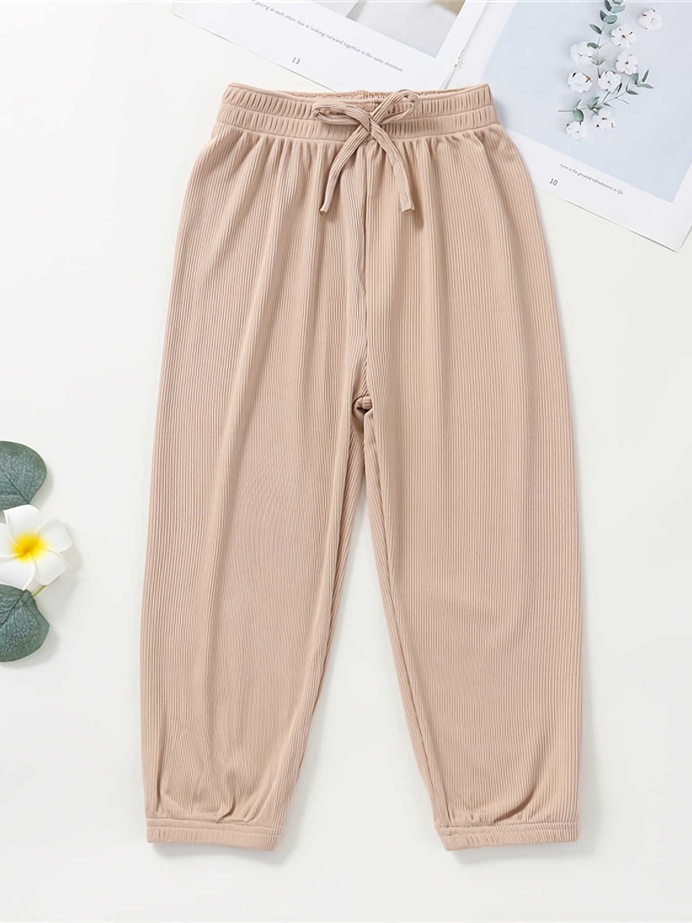 Girls Casual Sweatpants Elastic Waist Bow Loose Breathable Sport Jogger Pants