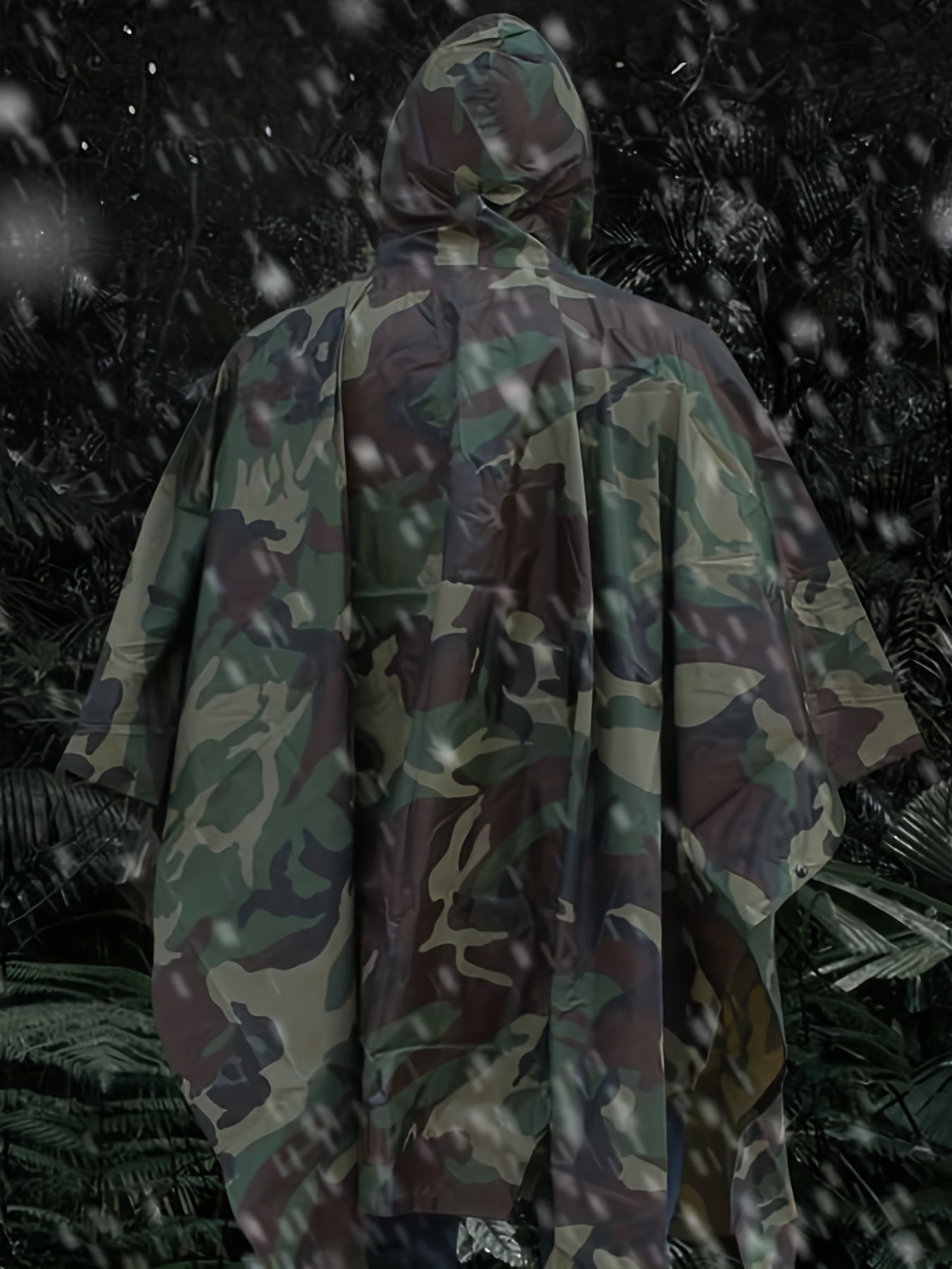 Men's Camo Rain Poncho for Hiking and Combat