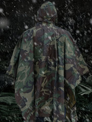 Men's Camo Rain Poncho for Hiking and Combat