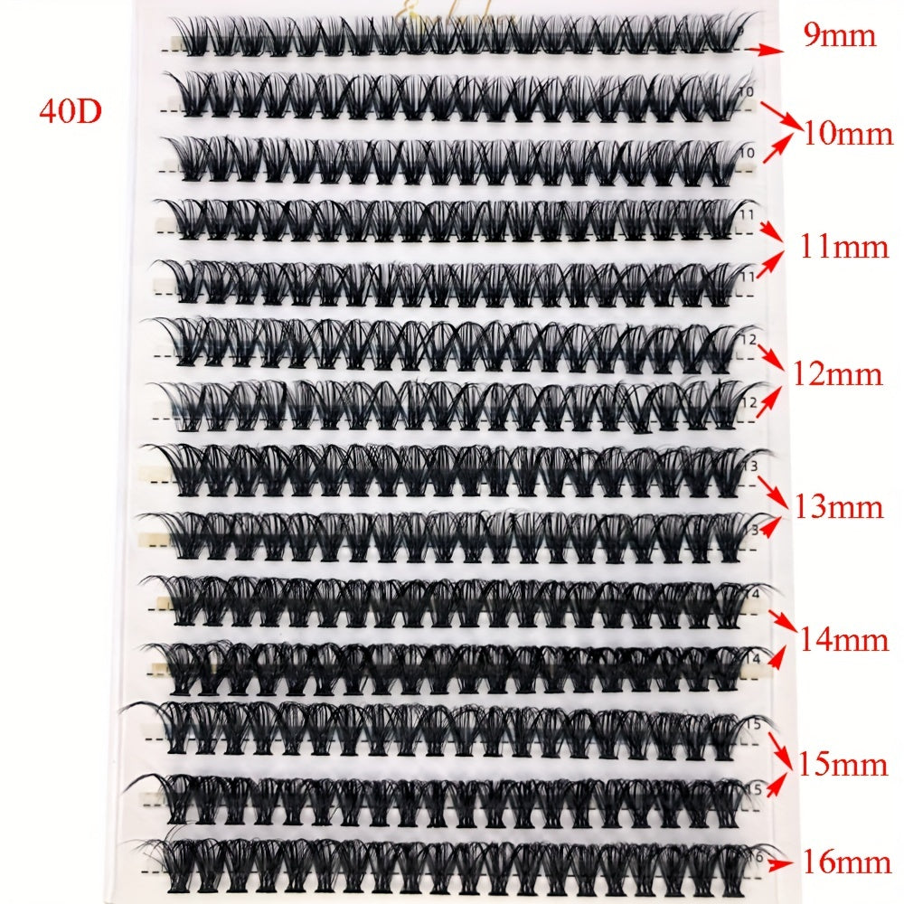 280pcs Clusters Eyelashes 0.07mm D Curl Mixed Length Faux Mink Eyelash Extension