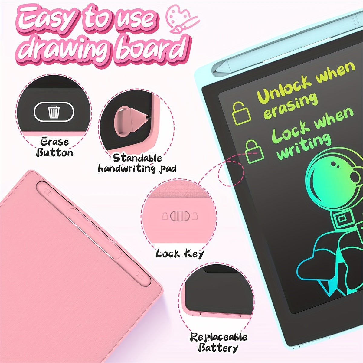 LCD Electronic Writing Board 21.59cm 25.4cm 30.48cm Magnetic Blackboard