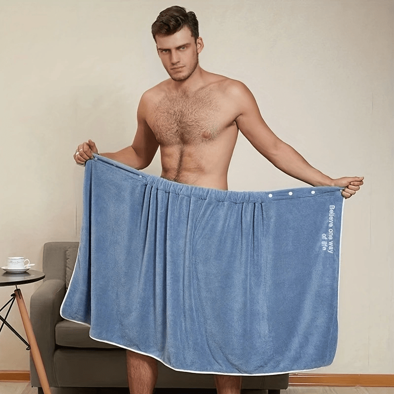 Men's Adjustable Shower Wrap Bath Towel Soft Wearable Bath Skirt