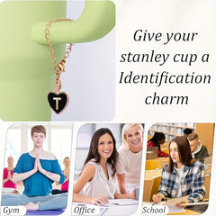 2pcs Initial Letter Charm Water Cup Handle Decorative Pendant Heart Shape Bag ID