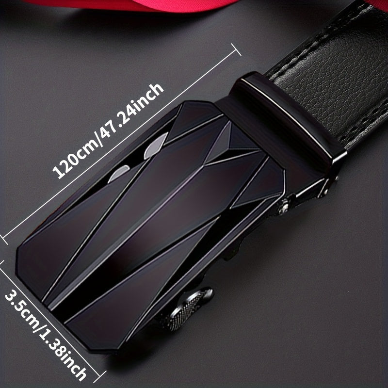 Men's PU Leather Belt Automatic Buckle Wedding Business Pants