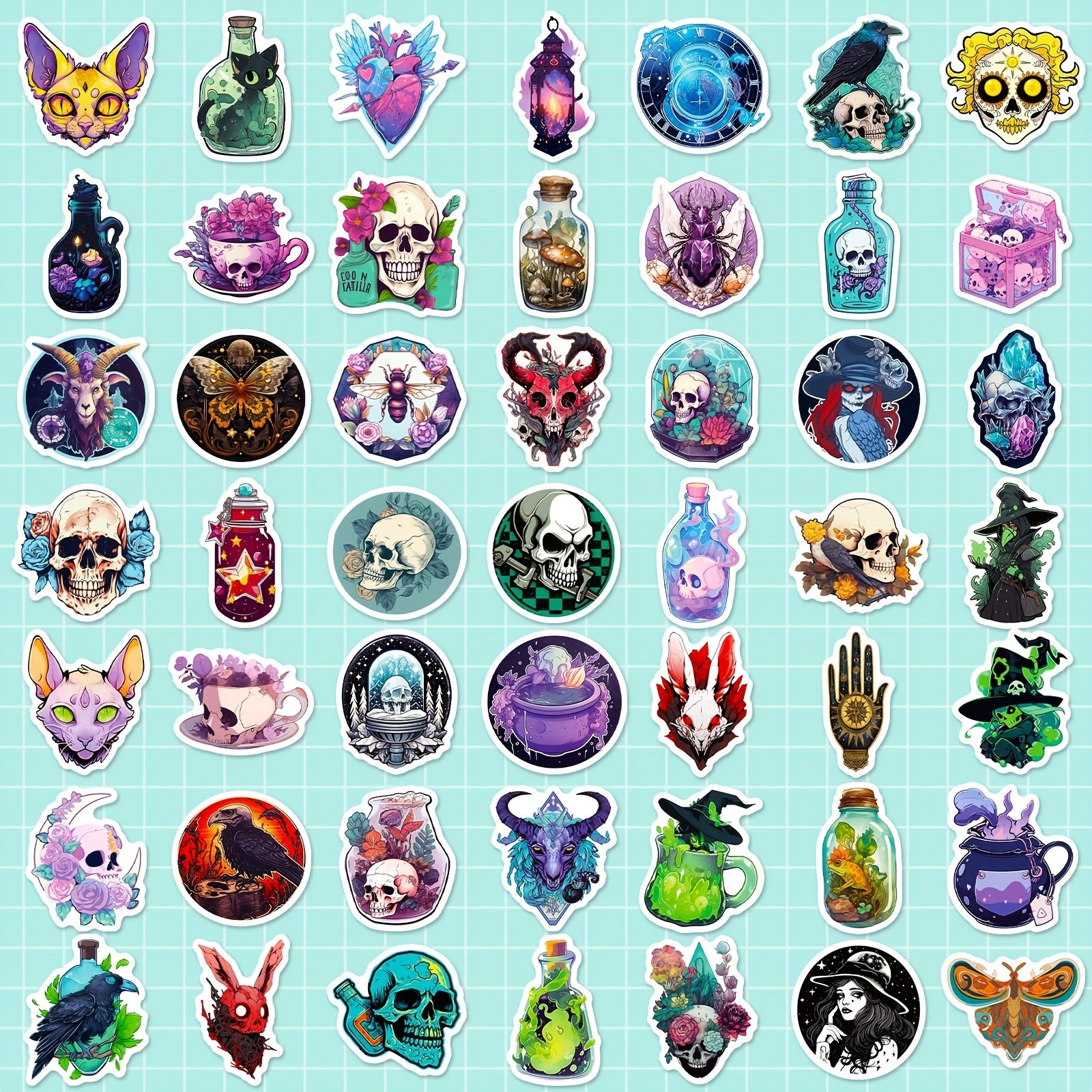 50pcs Pharmacist Vinyl Sticker Pack Waterproof Skull Decals Girls Teens Adults