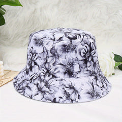 Unisex Floral Pattern Reversible Sun Hat for Outdoor Travel