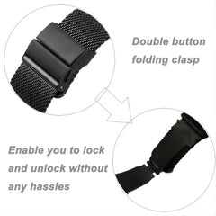 Stainless Steel Metal Strap Folding Watch Band Replacement Wristbands