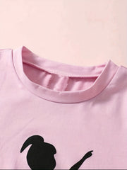 Pretty Dancing Girl Print Girls Creative T-shirt for Summer