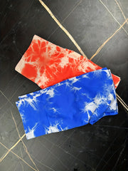 2pcs Tie Dye Shorts High Waist Stretch Yoga Running Shorts