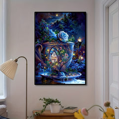 5D Diamond Painting Set Tea Cup House for Beginners Adults Living Room Decor