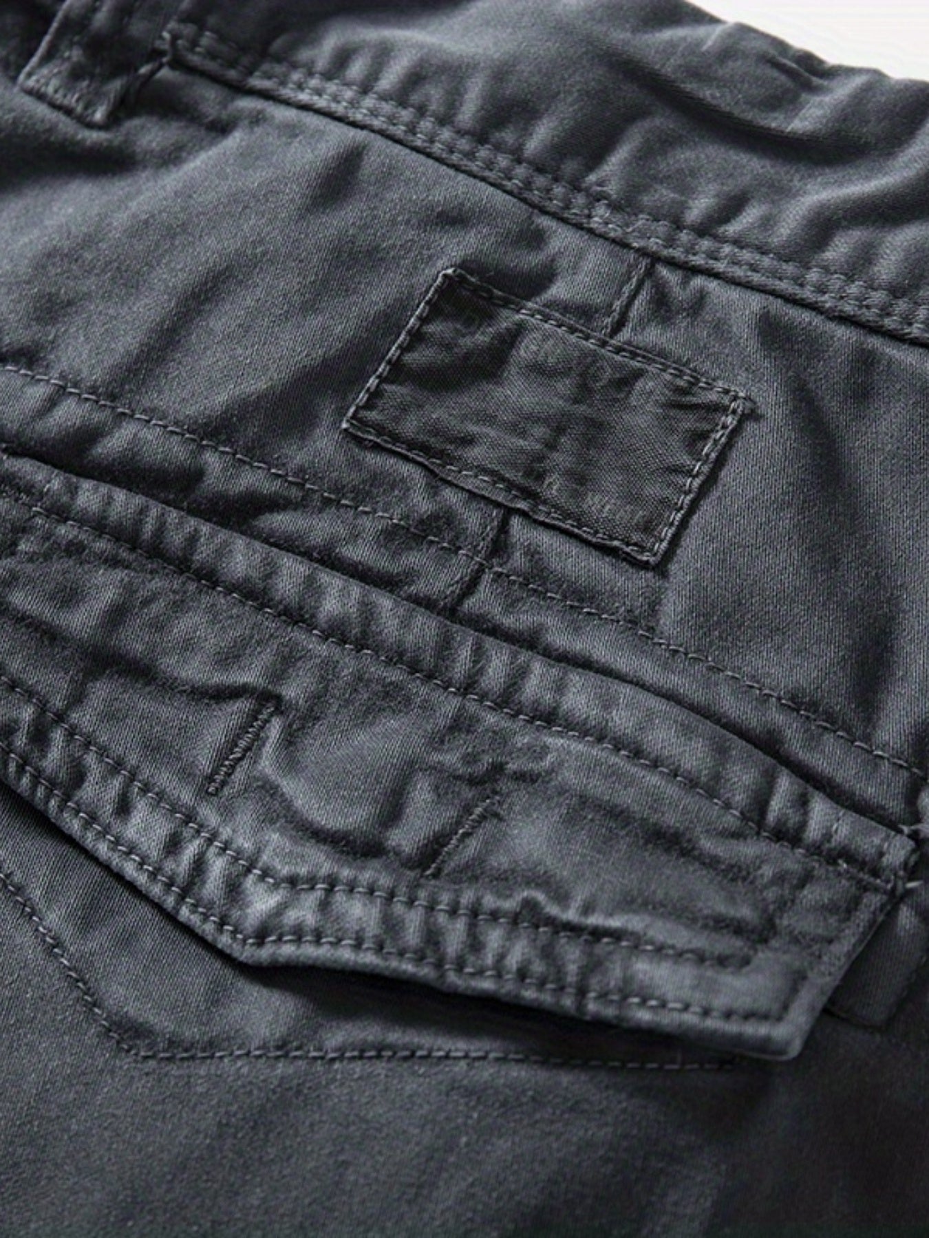 Cotton Solid Flap Pockets Straight Leg Cargo Pants Men Work Hiking Fishing