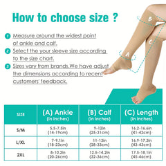 2 Pairs Open Toe Compression Socks 15-20 mmHg