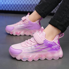 Girls' Hook and Loop Fastener Running Shoes Breathable Sneakers