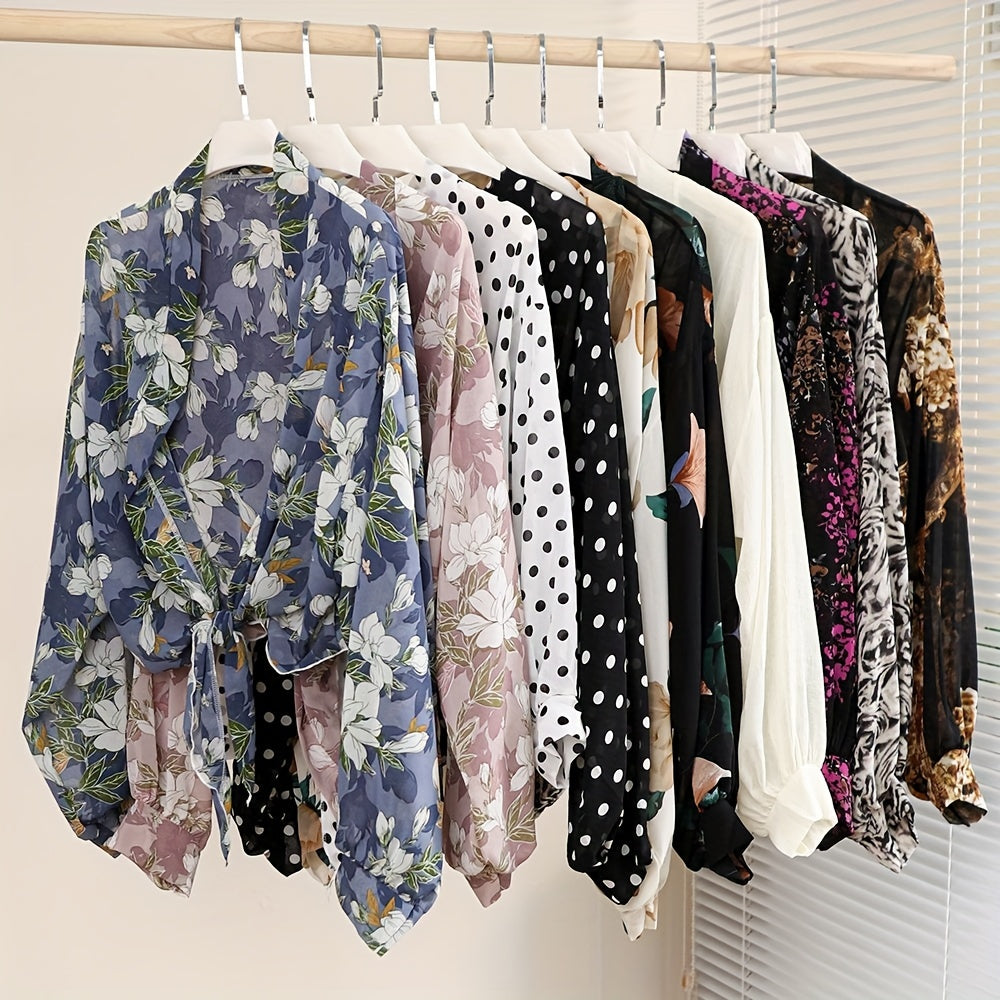 Lightweight Printing Chiffon Shawl Breathable Sunshade Cardigan