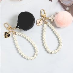 Fur Ball Pearl Bear Tag Bag Pendant Plush Keychain